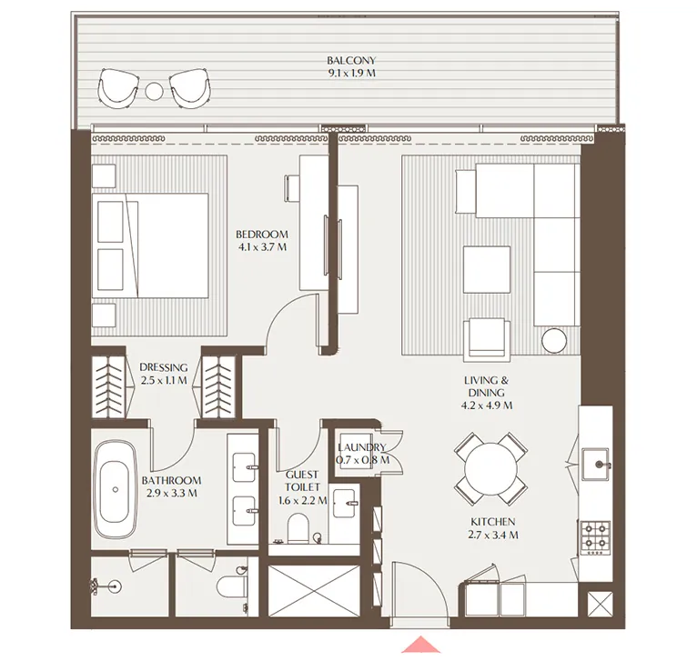 1 bedroom - Floor 1