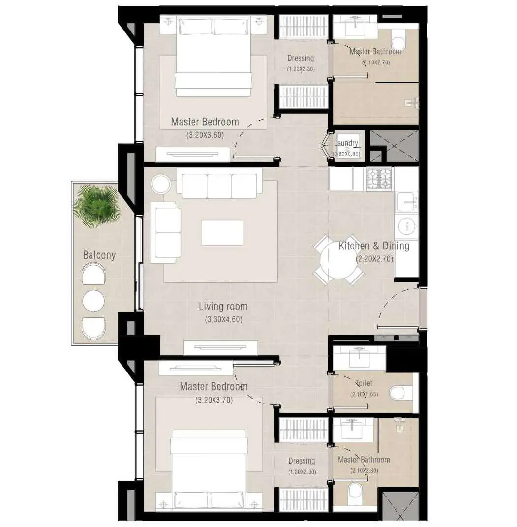 2 bedroom - Floor 1