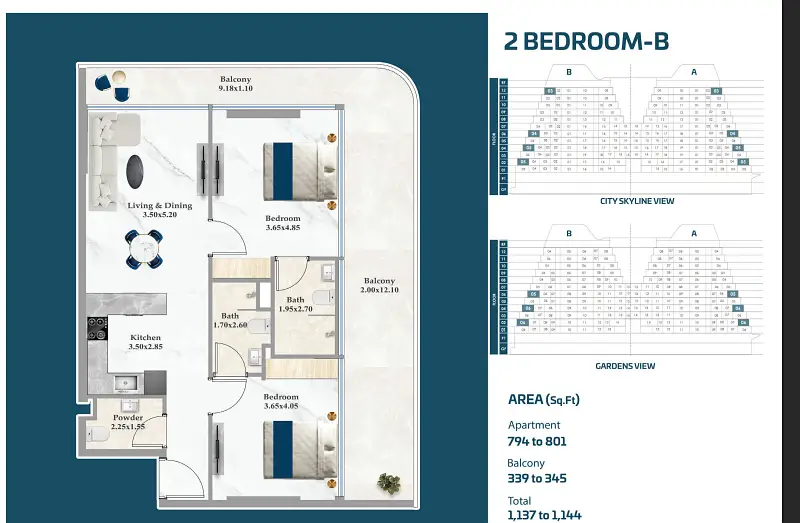 2 bedroom Apartment - Floor 2