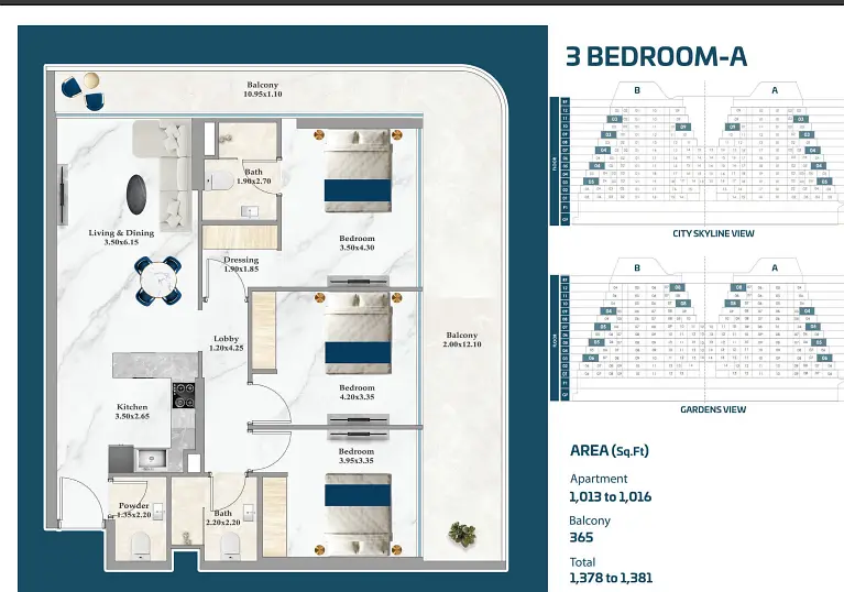3 bedroom Apartment - Floor 1