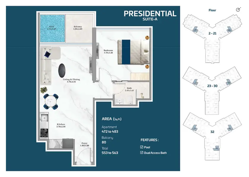 1 bedroom Apartment - Floor 1