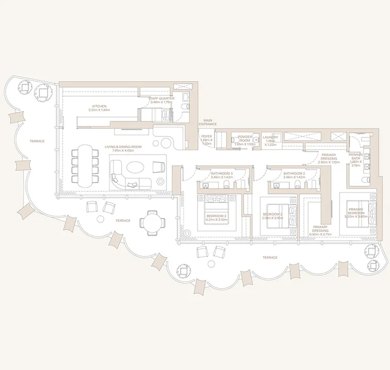 3 bedroom Apartment - Floor 1