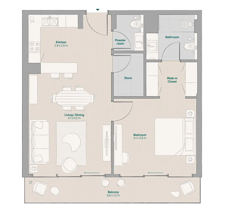 1 bedroom Apartment - Floor 1