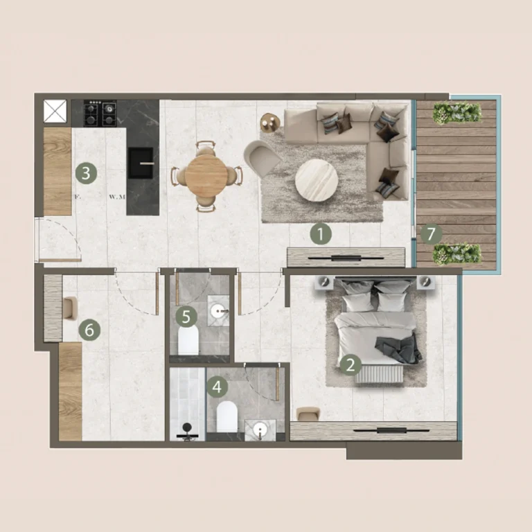 1 bedroom Apartment - Floor 1