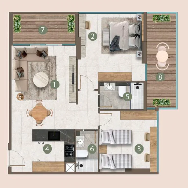 2 bedroom Apartment - Floor 1