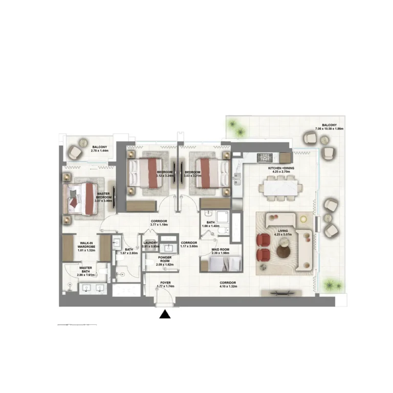 3 bedroom Apartment - Floor 1