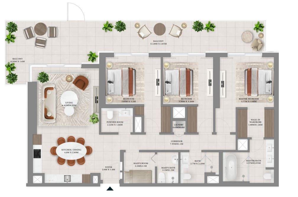 3 bedroom Apartment - Floor 1
