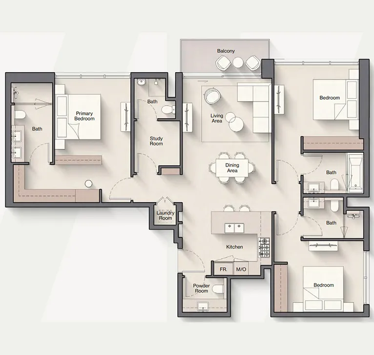 3 bedroom Apartment - Floor 1